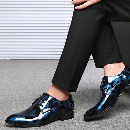 Men's shoes, large size, business casual shoes, men's shoes, bright leather, men's shoes, dress shoes - Mubimart