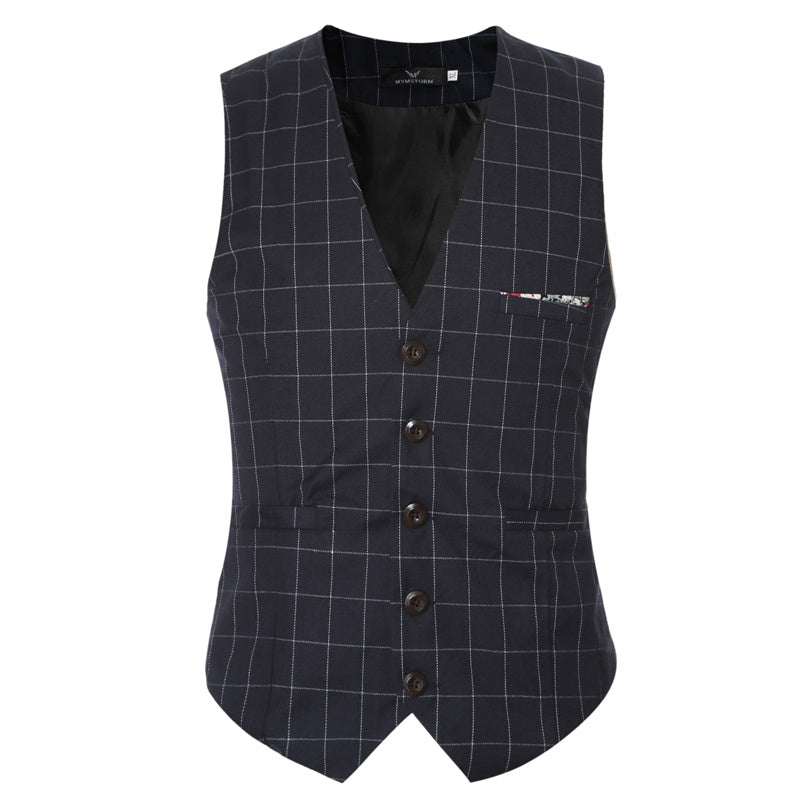 Korean Men's Formal Suit V-necked Vest