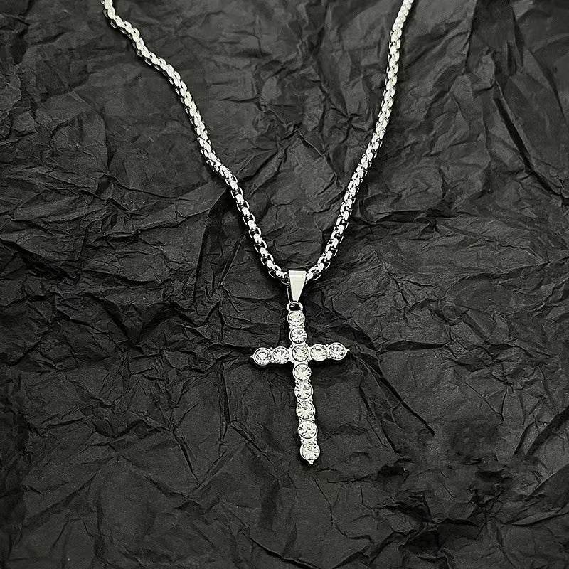 Street Diamond Cross Necklace For Men - Mubimart