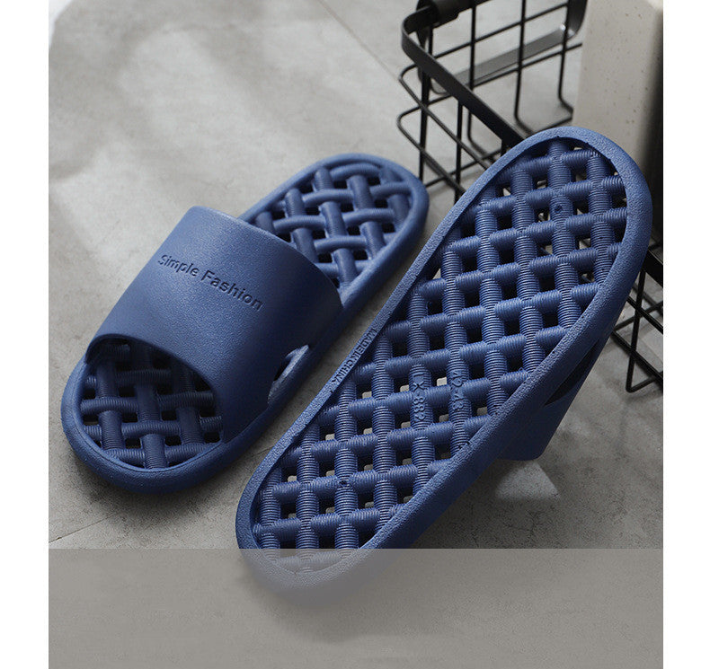 Solid Color Letter Bath Indoor Non-slip Plastic Slipper - Mubimart -  