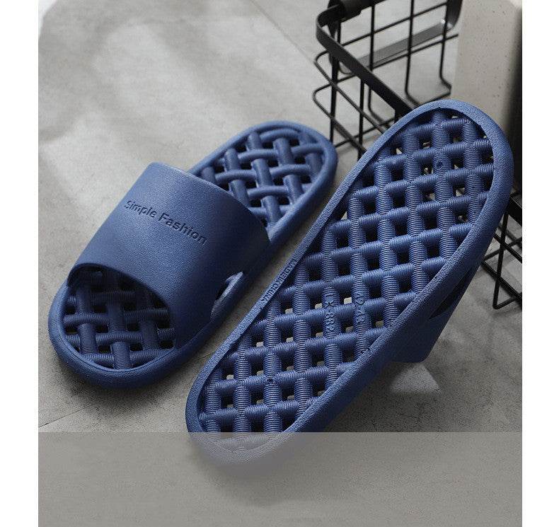 Solid Color Letter Bath Indoor Non-slip Plastic Slipper - Mubimart