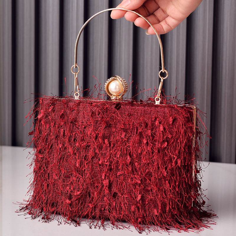 Tassel Handbags Women Dress Party Evening Bag Fashion Luxury Designer Square Bags Crossbody Shoulder Bag Ladies - Mubimart