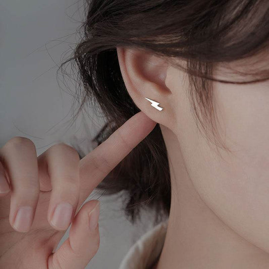 Silver Lightning Stud Earrings For Women - Mubimart