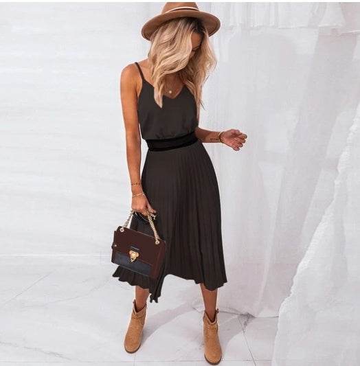 V-neck camisole dress - Mubimart