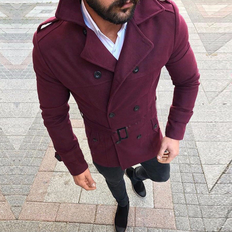 Double-breasted casual trench coat wool coat