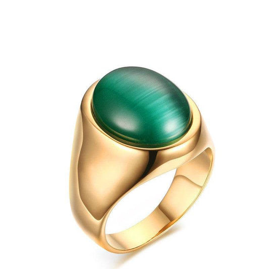 Green opal gold ring - Mubimart