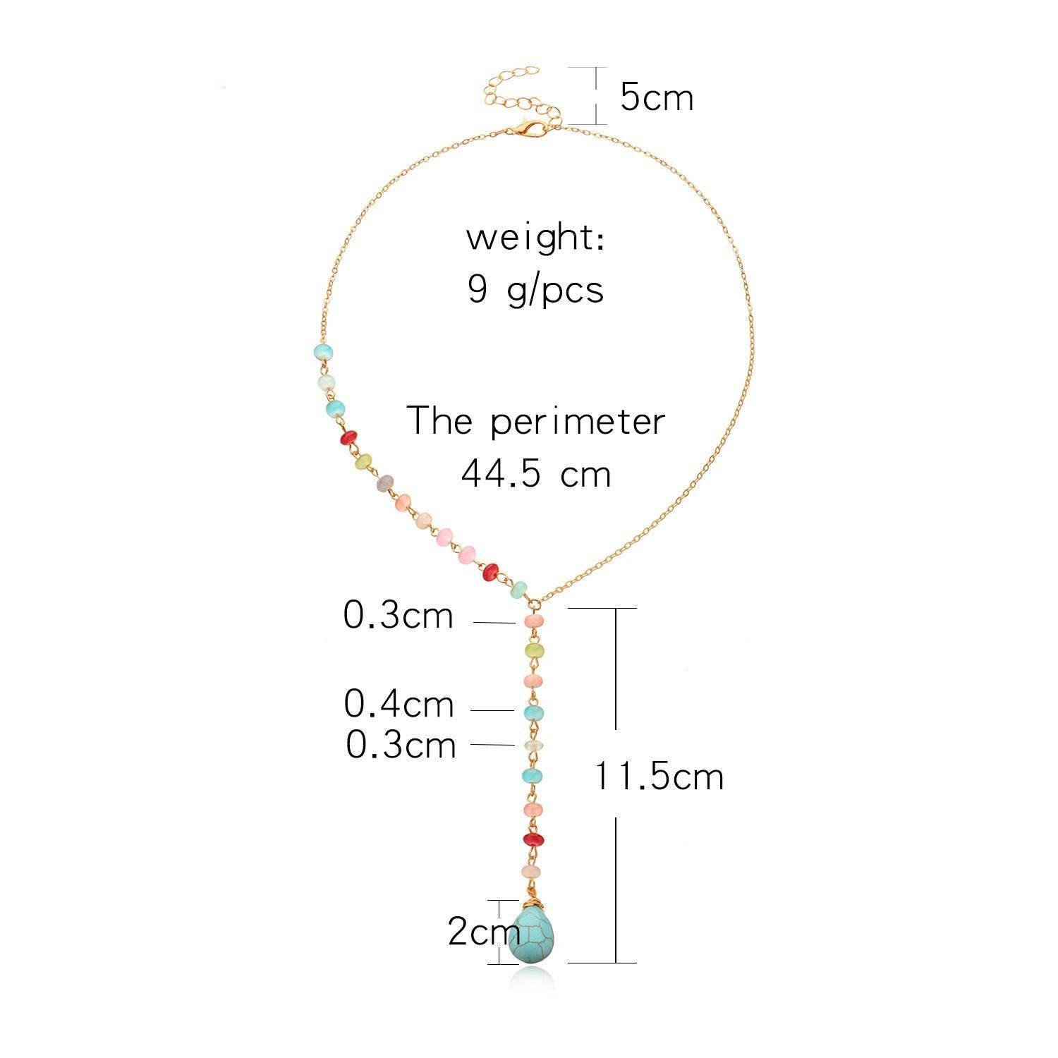 Colorful Rice Bead Chain Necklace Women New - Mubimart