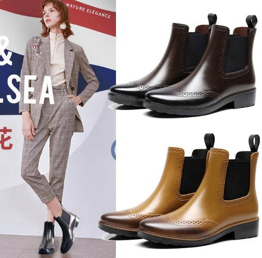 Rain boots female short tube rain boots - Mubimart