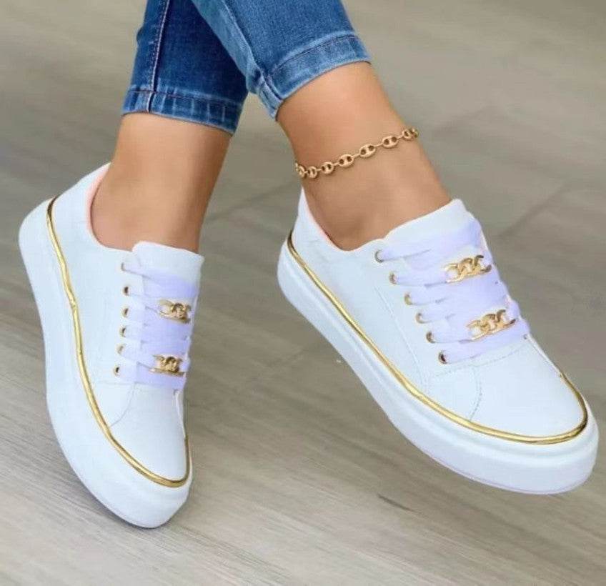 Chain Flats Shoes Thick Bottom Loafers For Walking Sports Shoes For Women - Mubimart
