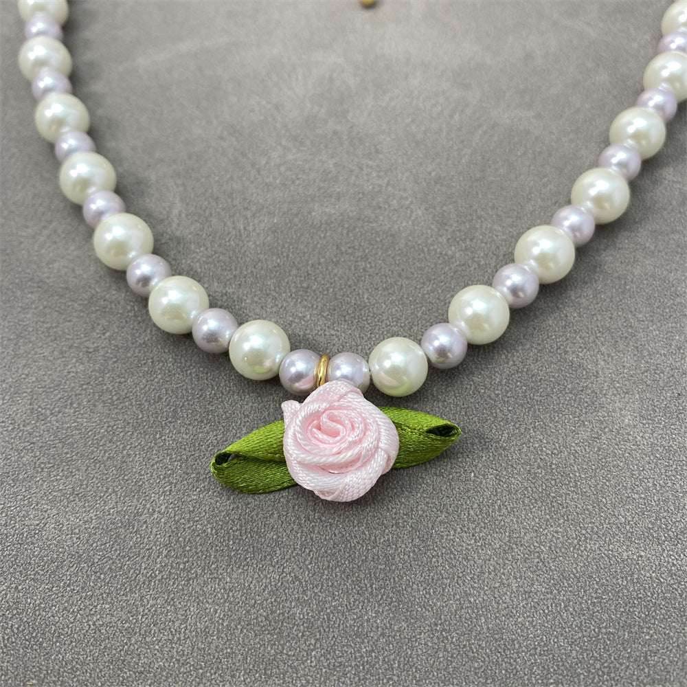 Flower Choker Pearl Necklace Graceful Mori Sweet Clavicle Chain Women - Mubimart