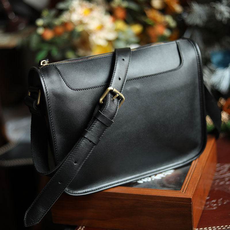 Mens Handmade Leather Casual Shoulder Crossbody Bag - Mubimart
