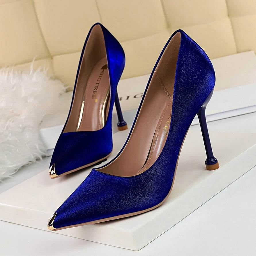 Metallic satin stiletto heels - Mubimart