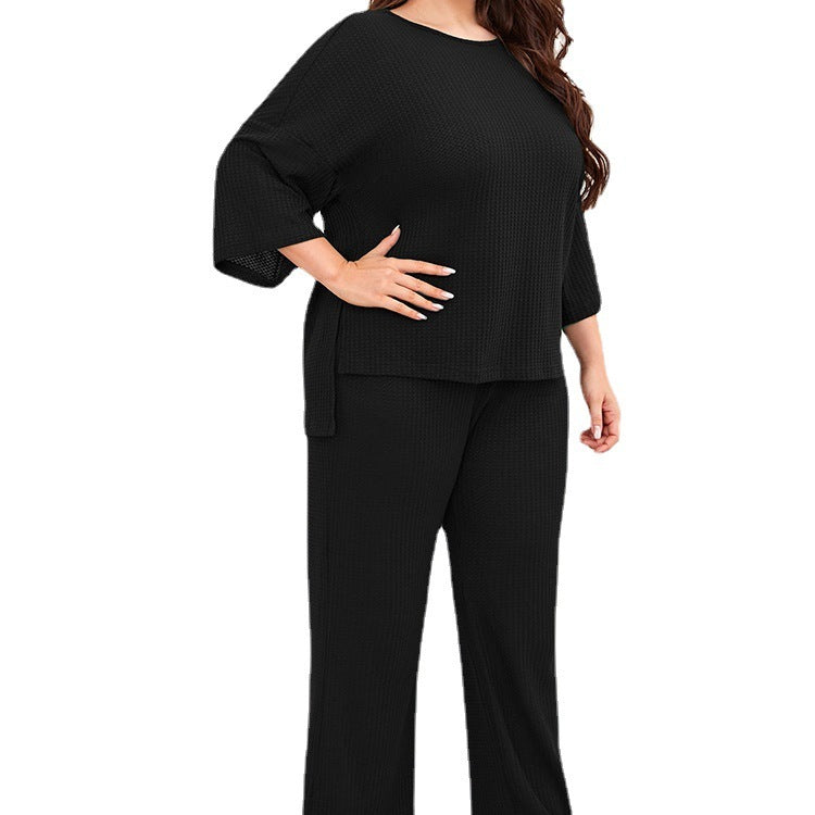 Women's Plus Size Casual Pajama Set 34 Sleeve - Mubimart -  