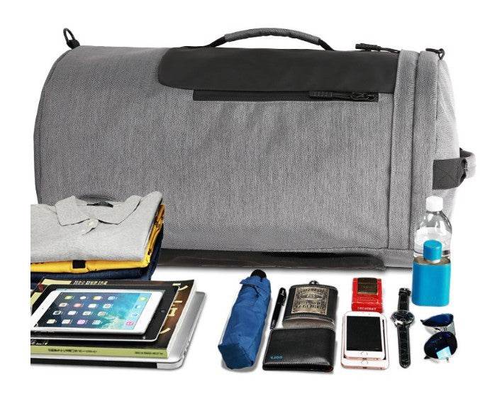 Large-capacity duffel bag men's gym bag waterproof folding cylinder bag - Mubimart