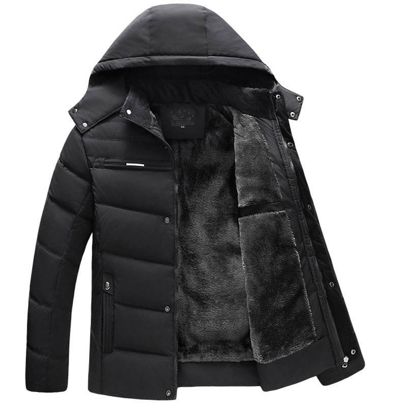 Hooded slim fit plus down padded down jacket men - Mubimart
