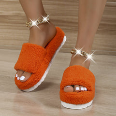 Fuzzy Slippers Women Winter House Shoes - Mubimart - Womens Slipper 