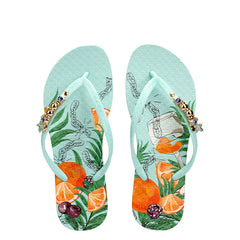 Women's Decorative Button Flip Flops