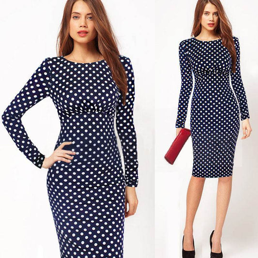 Long-sleeved slim-fit bodycon dress - Mubimart