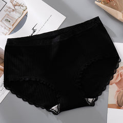 Antibacterial lace-edged panties - Mubimart -  