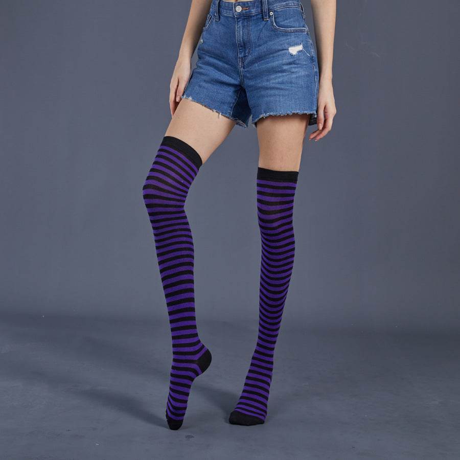 Thin Stripes Stockings Over The Knee Thickened High Tube Ladies Dance Party Performance Socks - Mubimart
