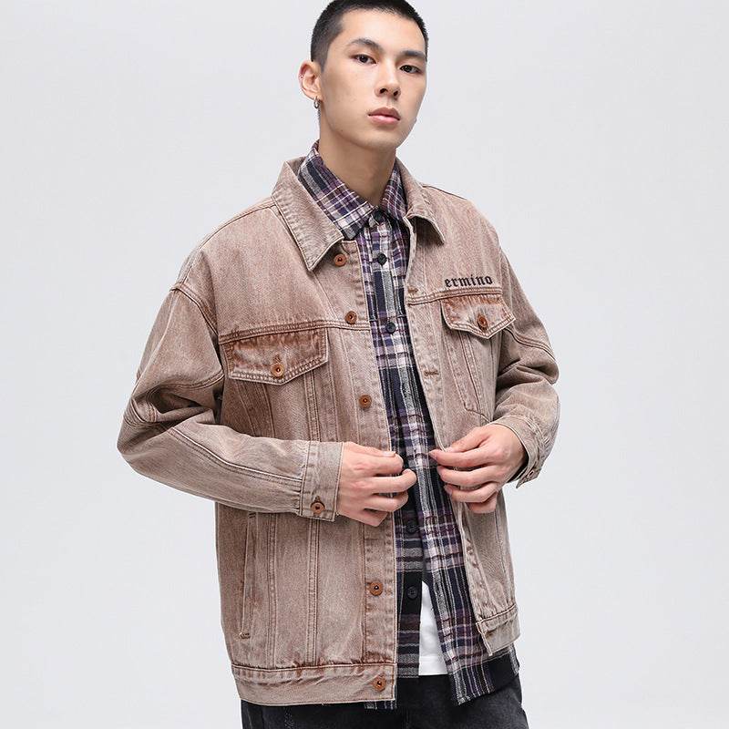 Mens Vintage Denim Jacket Cross - Mubimart