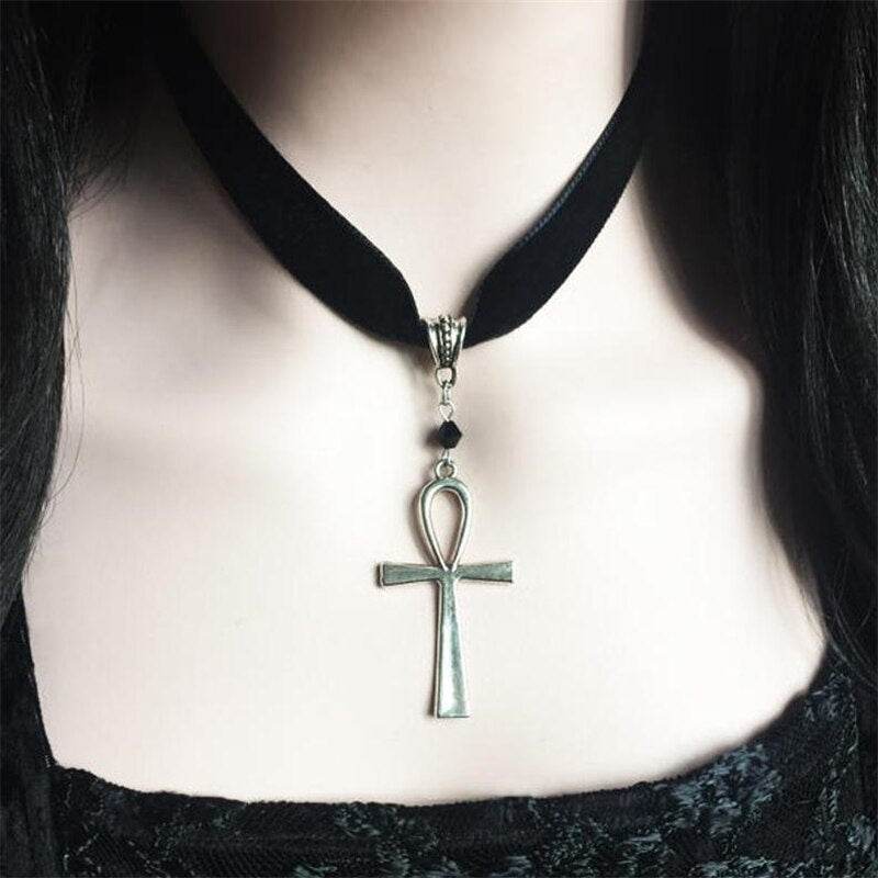 European And American Glossy Ancient Egyptian Cross Mens Necklace - Mubimart