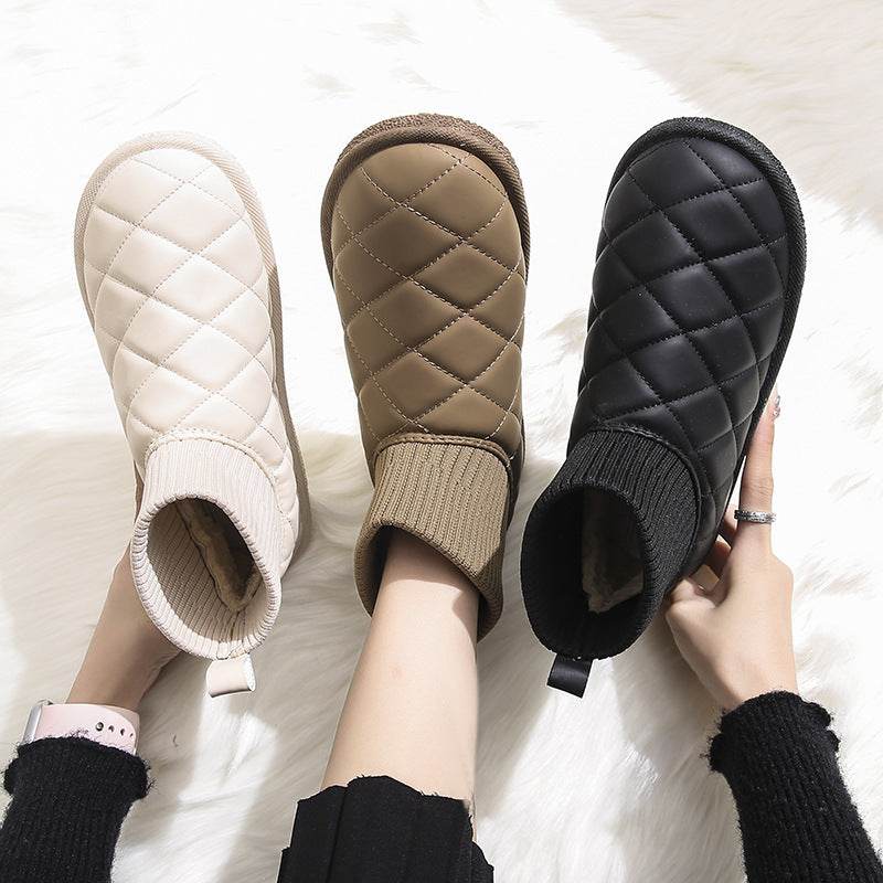 Snow Boots For Women Thick Bottom Fleece-lined Insulated Cotton-padded Shoes - Mubimart
