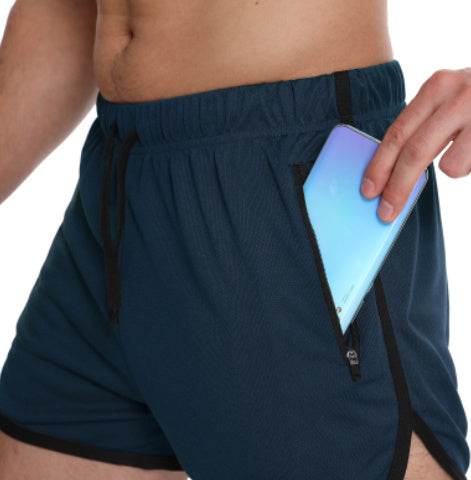 Men's Fashion Quick-drying Workout Zipper Pocket Shorts - Mubimart