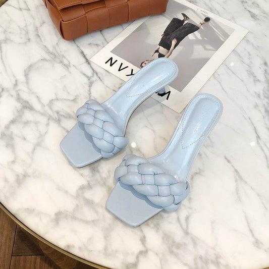 Temperament stiletto woven mules - Mubimart