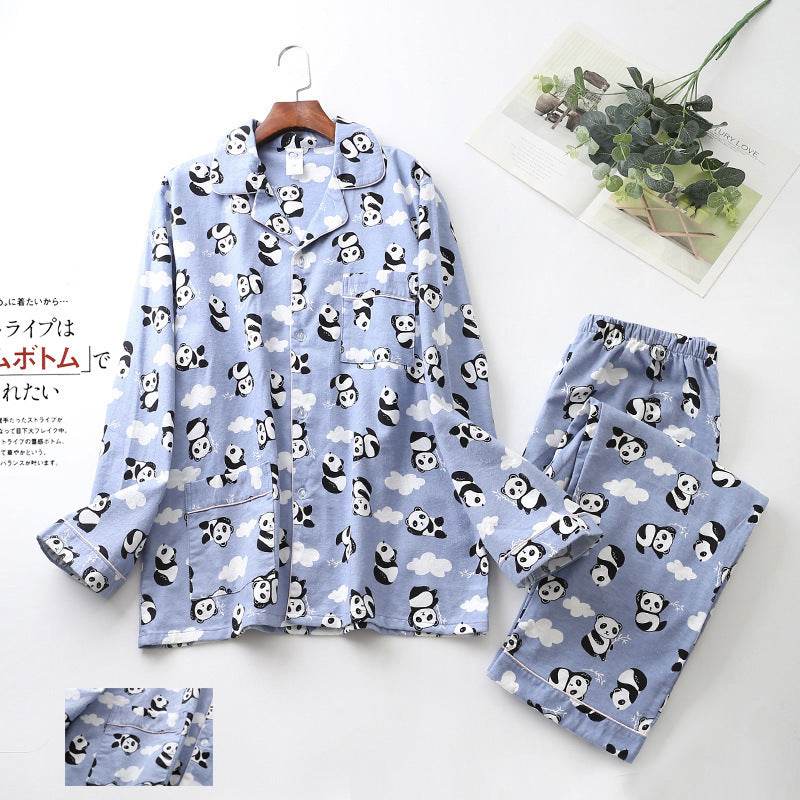 Men's Printed Long-sleeved Trousers Pajama Set - Mubimart