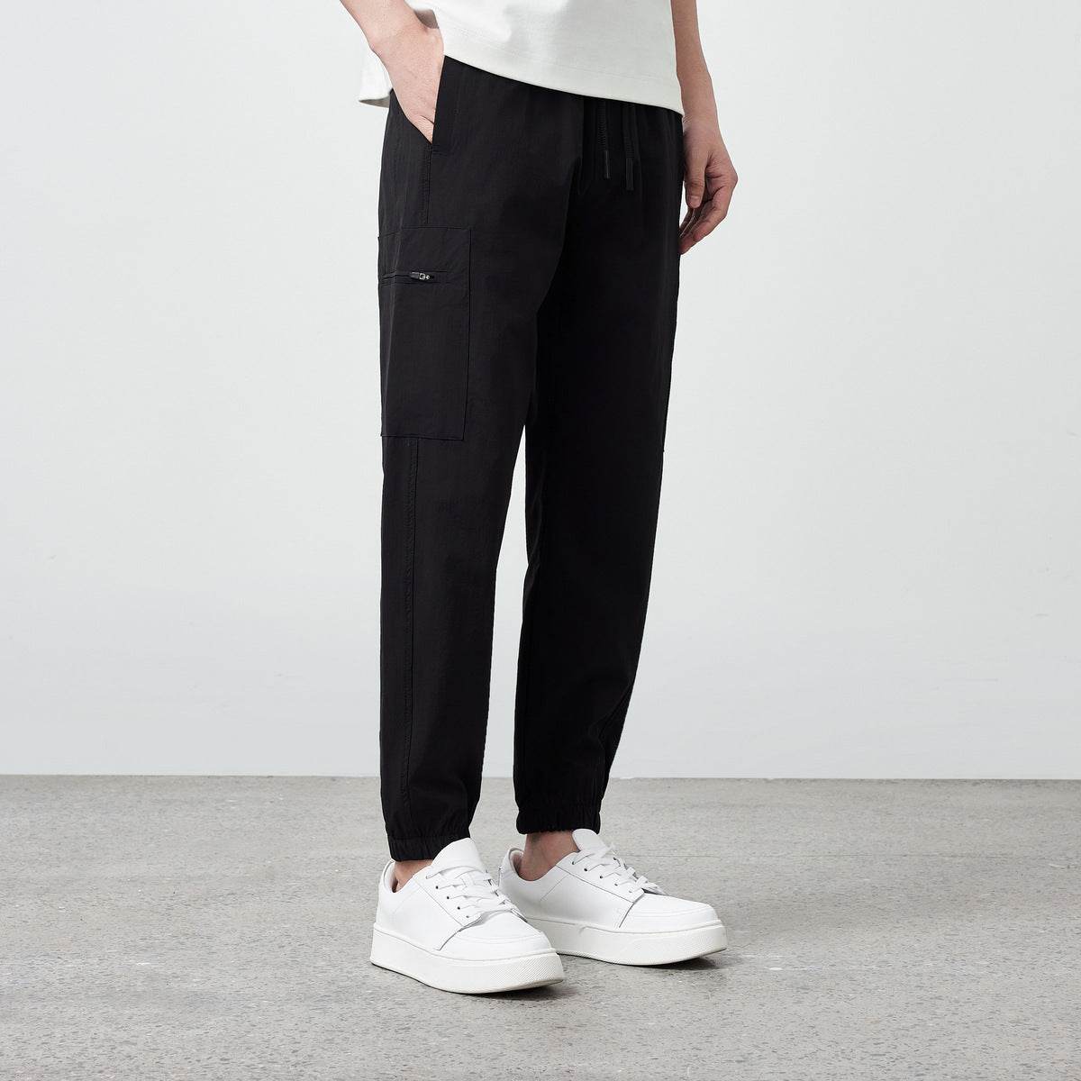Tooling Style Elastic Waist Men's Casual Jogger Cropped Pants - Mubimart