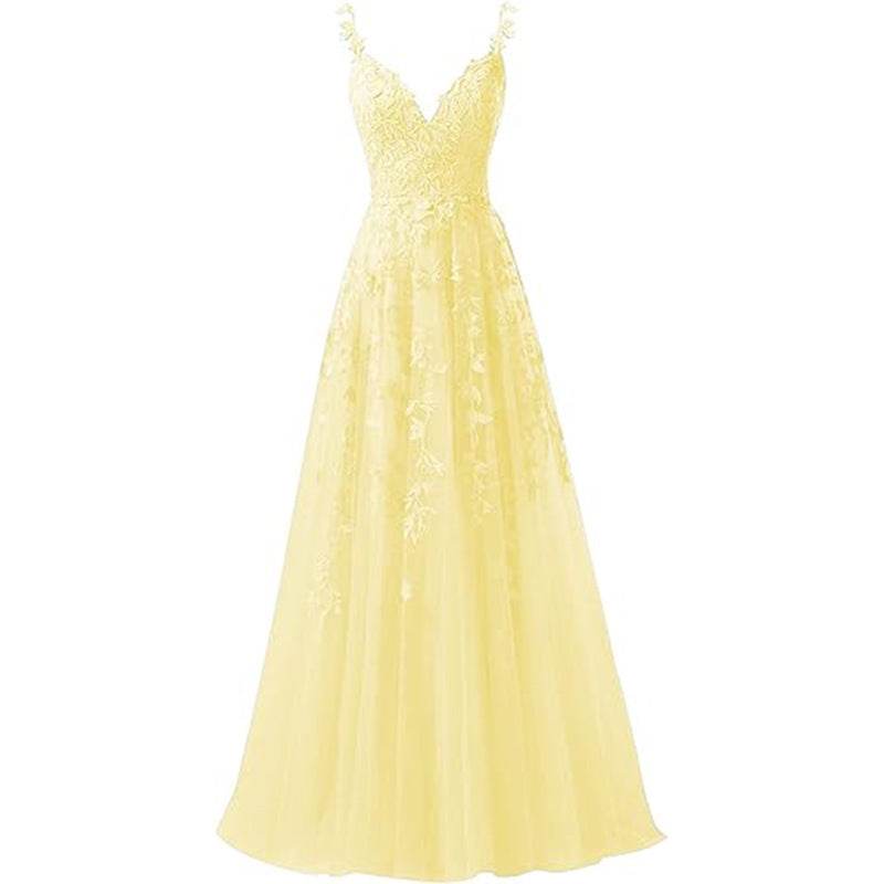 Evening Dress Suspender Style Long Tulle Lace For Prom - Mubimart