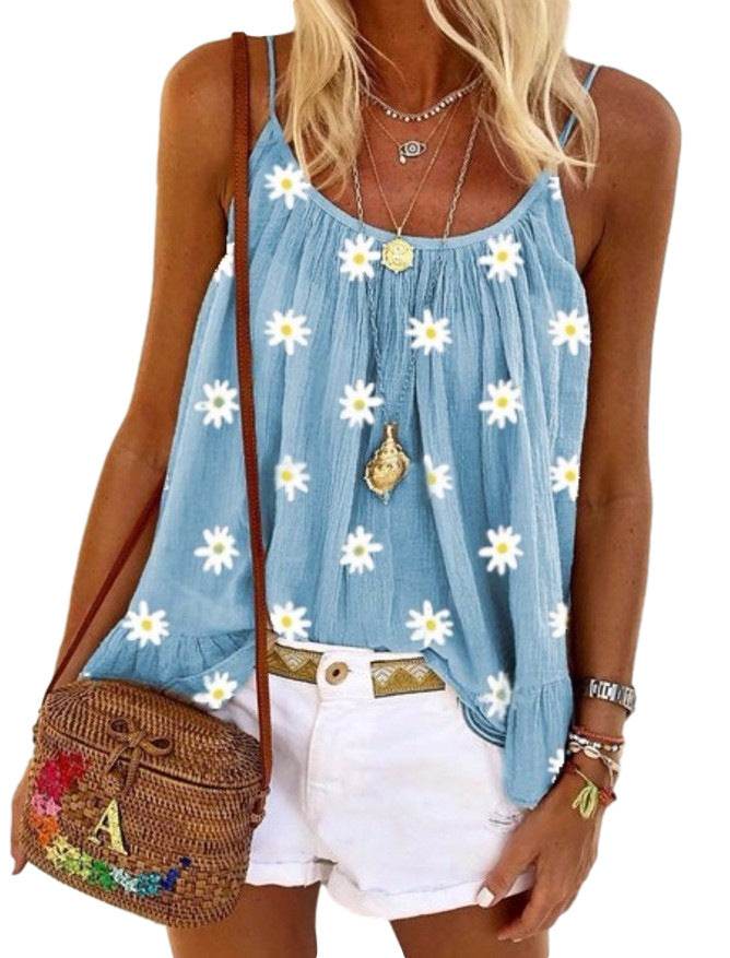 Ladies Daisy Print Camisole Top - Mubimart
