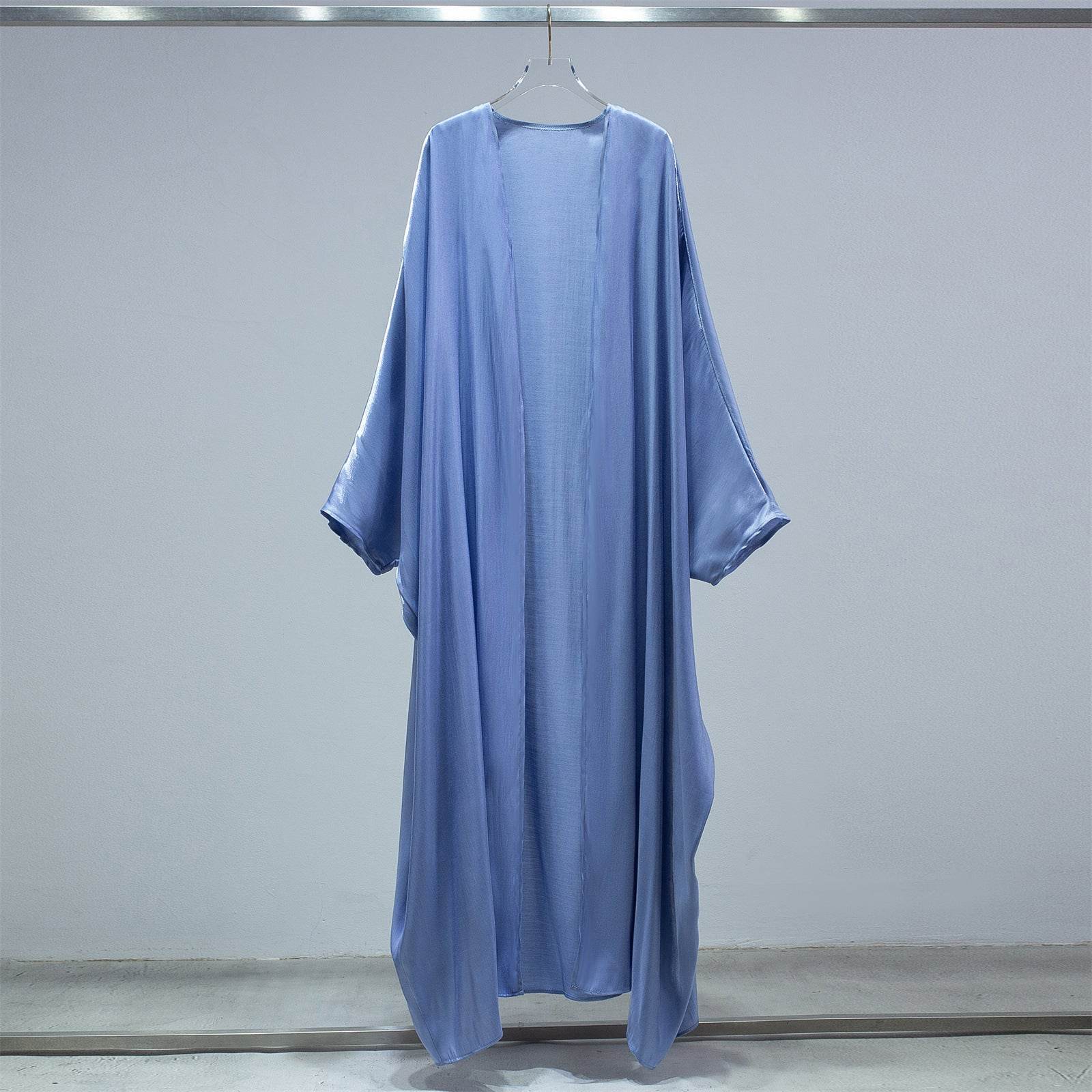 Fashion Casual Bright Silk Cardigan Plus Size Robe Batwing Sleeve - Mubimart