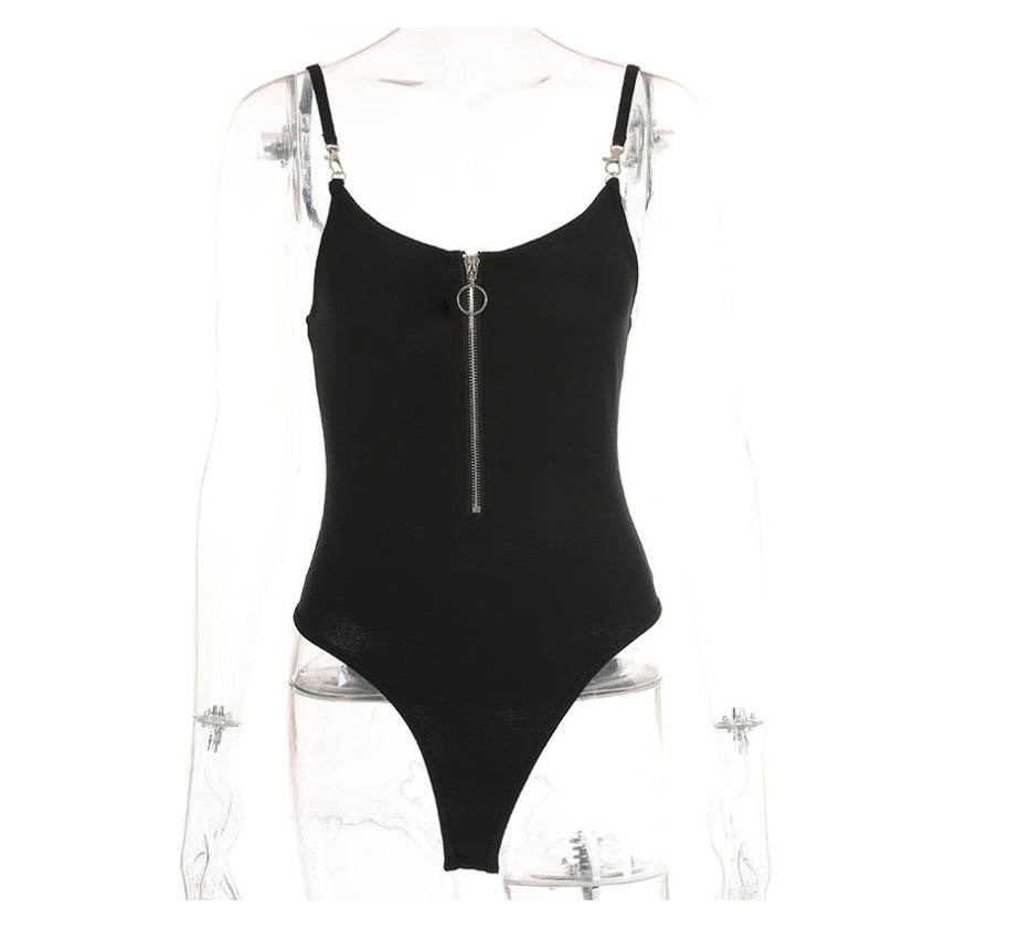 ZIPPER HOOKS BODYSUIT - Mubimart