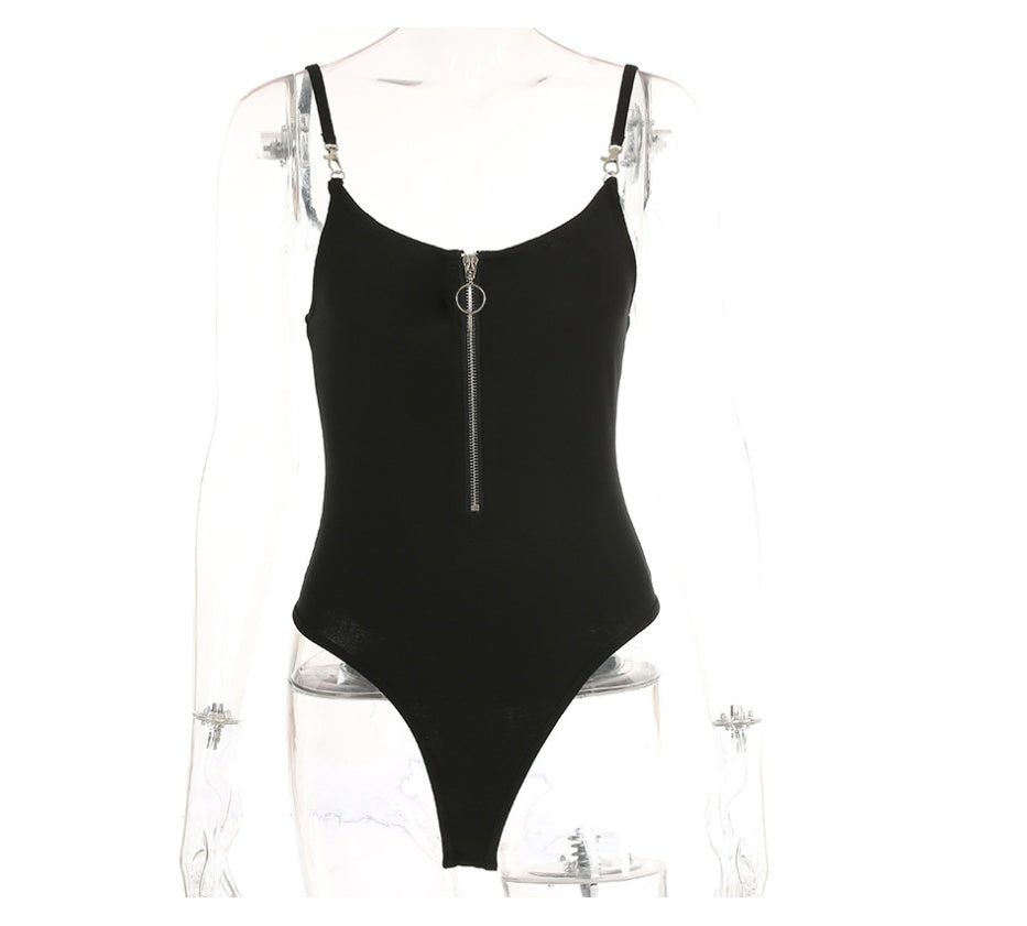 ZIPPER HOOKS BODYSUIT - Mubimart -  