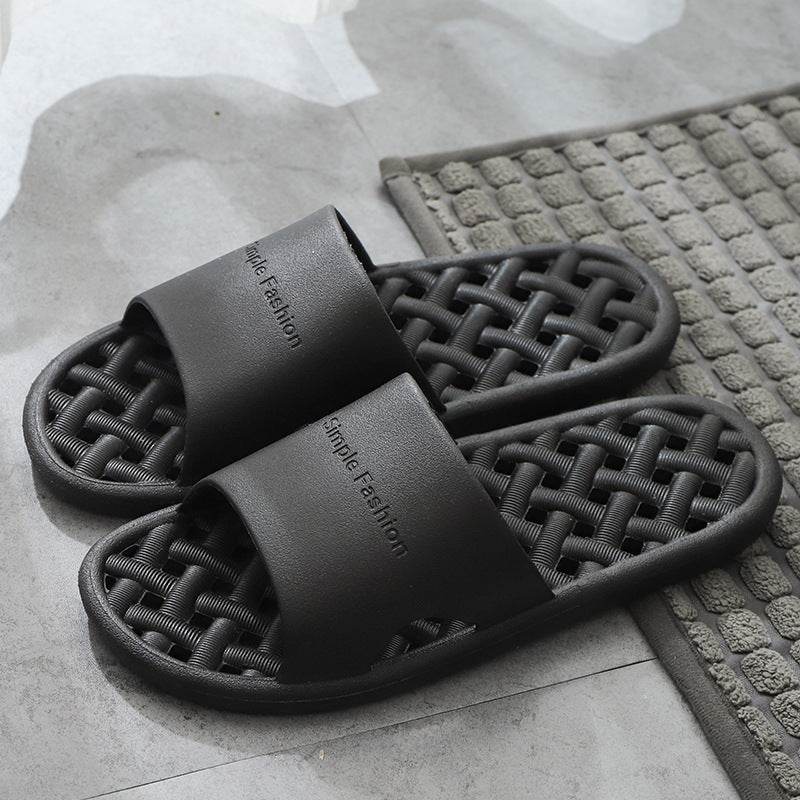 Solid Color Letter Bath Indoor Non-slip Plastic Slipper - Mubimart