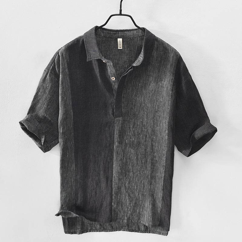 Linen Shirt Men's Short Sleeves - Mubimart