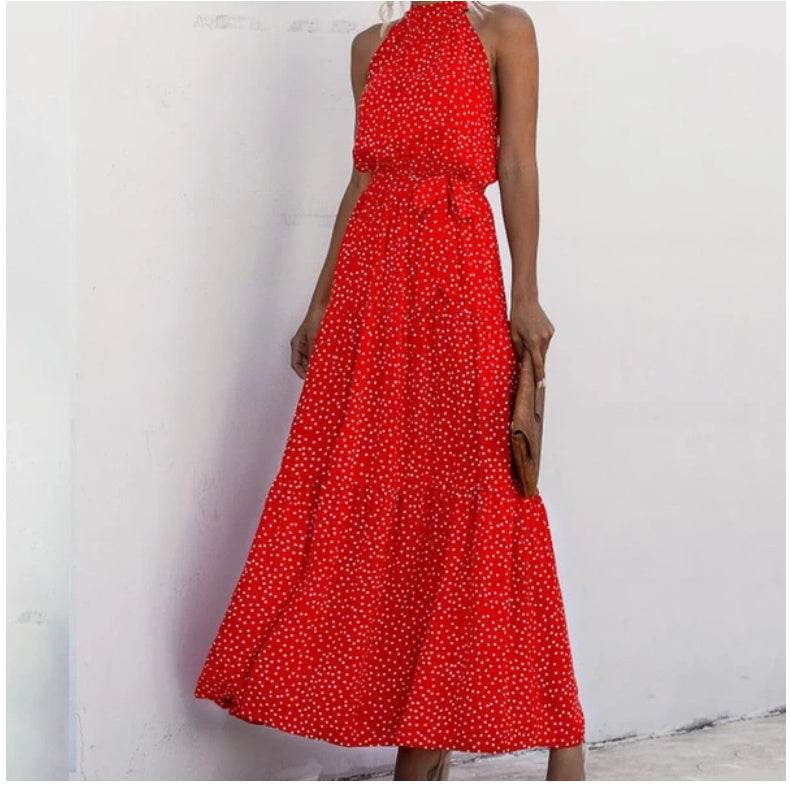 Printed maxi lace dress - Mubimart