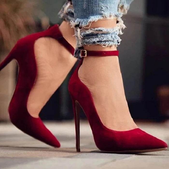 Buckle pointed high heels - Mubimart