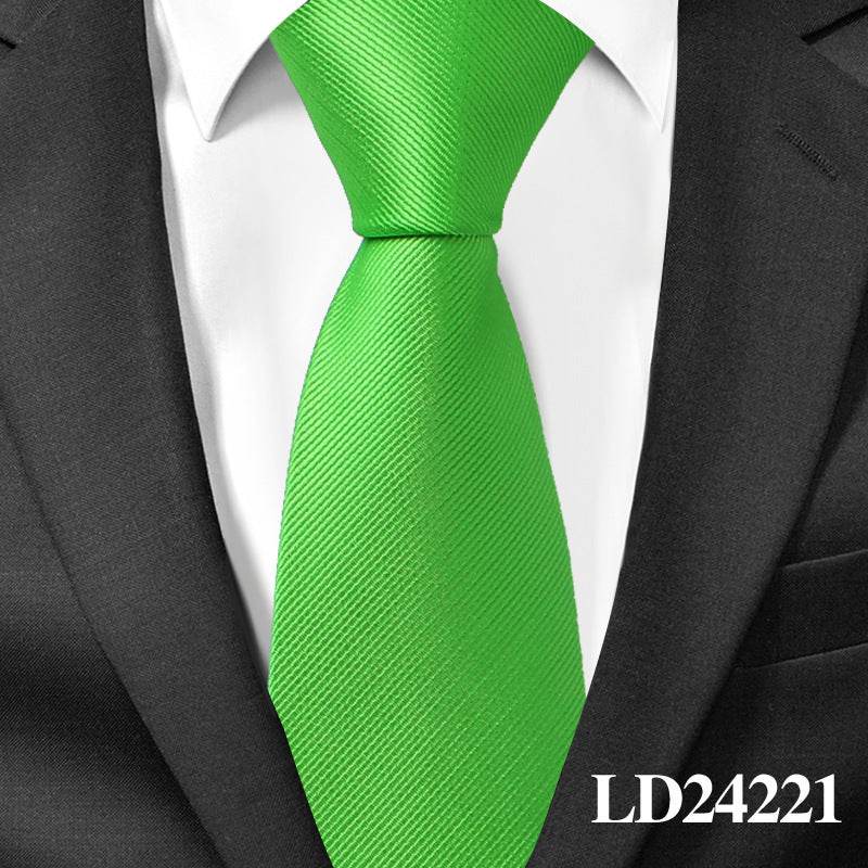 Pinstripe Classic Plain Polyester Tie Set Fashion 6cm Solid Color Linen Cotton Necktie Bright Ties Pin Clips Clasp Colourful For Men's Clothing Accessories - Mubimart