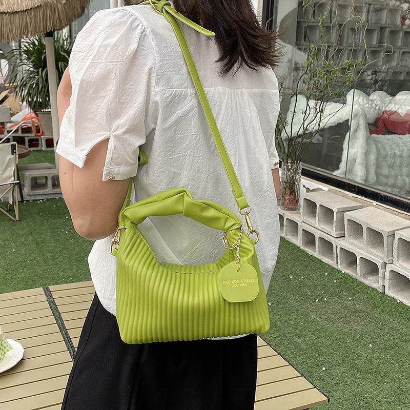 Women Fashion Crossbody Bag PU Leather Pleated Cloud Small Tote Bags Casual Simple Elegant Temperament Messenger Bags - Mubimart