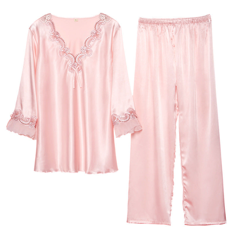 Women's Silk Solid Color Loungewear Robe Set - Mubimart -  