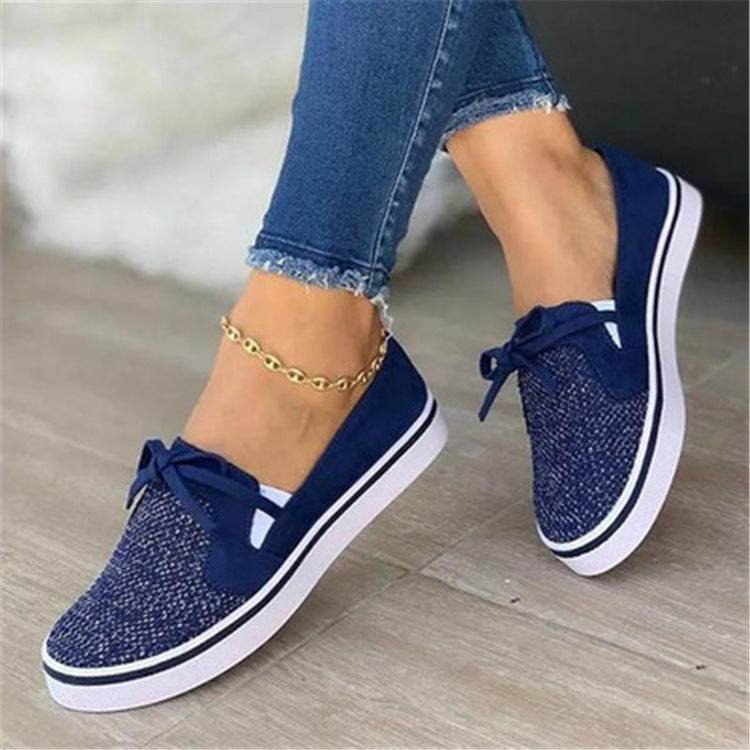 Lace-up Canvas Flat Shoes Women White Flats Sneakers - Mubimart