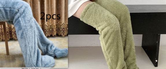 Over Knee High Fuzzy Long Socks Winter Warm Cold Leg Knee Joint Cold-proof Stockings Home Floor Sleeping Socks - Mubimart
