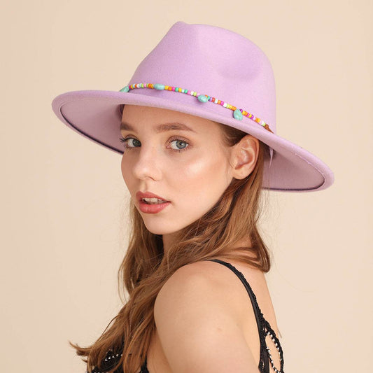 Western Cowboy Hat Woolen Cow Head Purple Women's Fedora Hat - Mubimart
