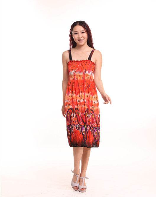 Bohemian Floral Dress Printed Milk Silk Plus Size Beach Dress Suspender Dress For Women - Mubimart