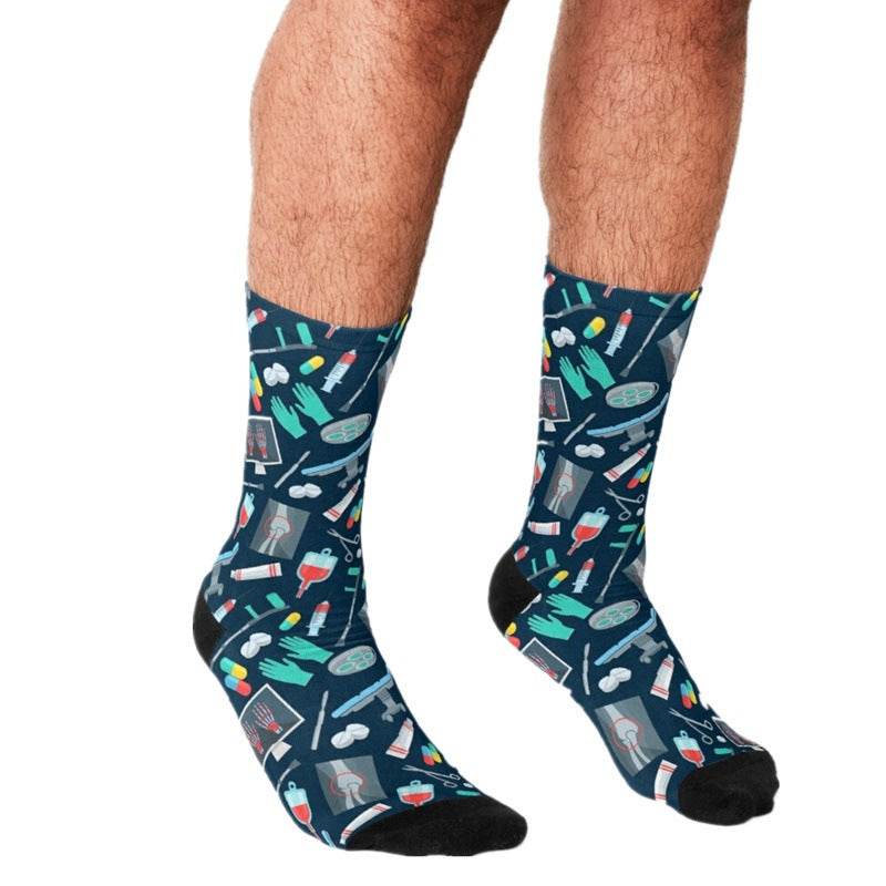 Men's Cartoon Unique Europe And America Cross Border Athletic Socks Digital Printing Lovers' Socks - Mubimart