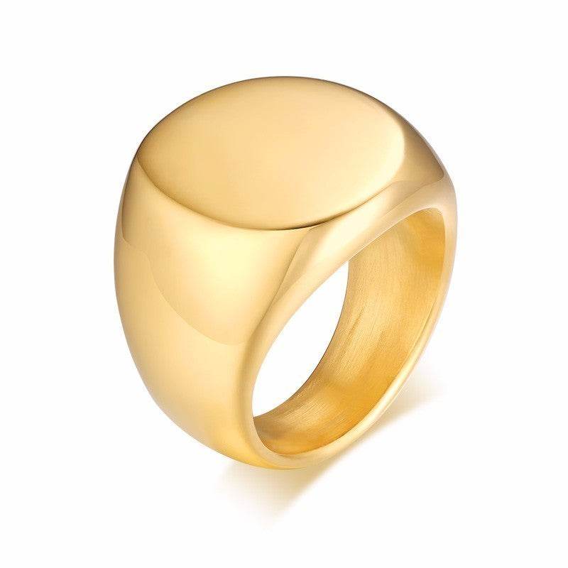 Round Ring Gold Men Fashion Trend - Mubimart
