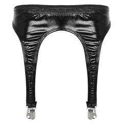 Patent Leather PU Leather Garter Belt - Mubimart -  